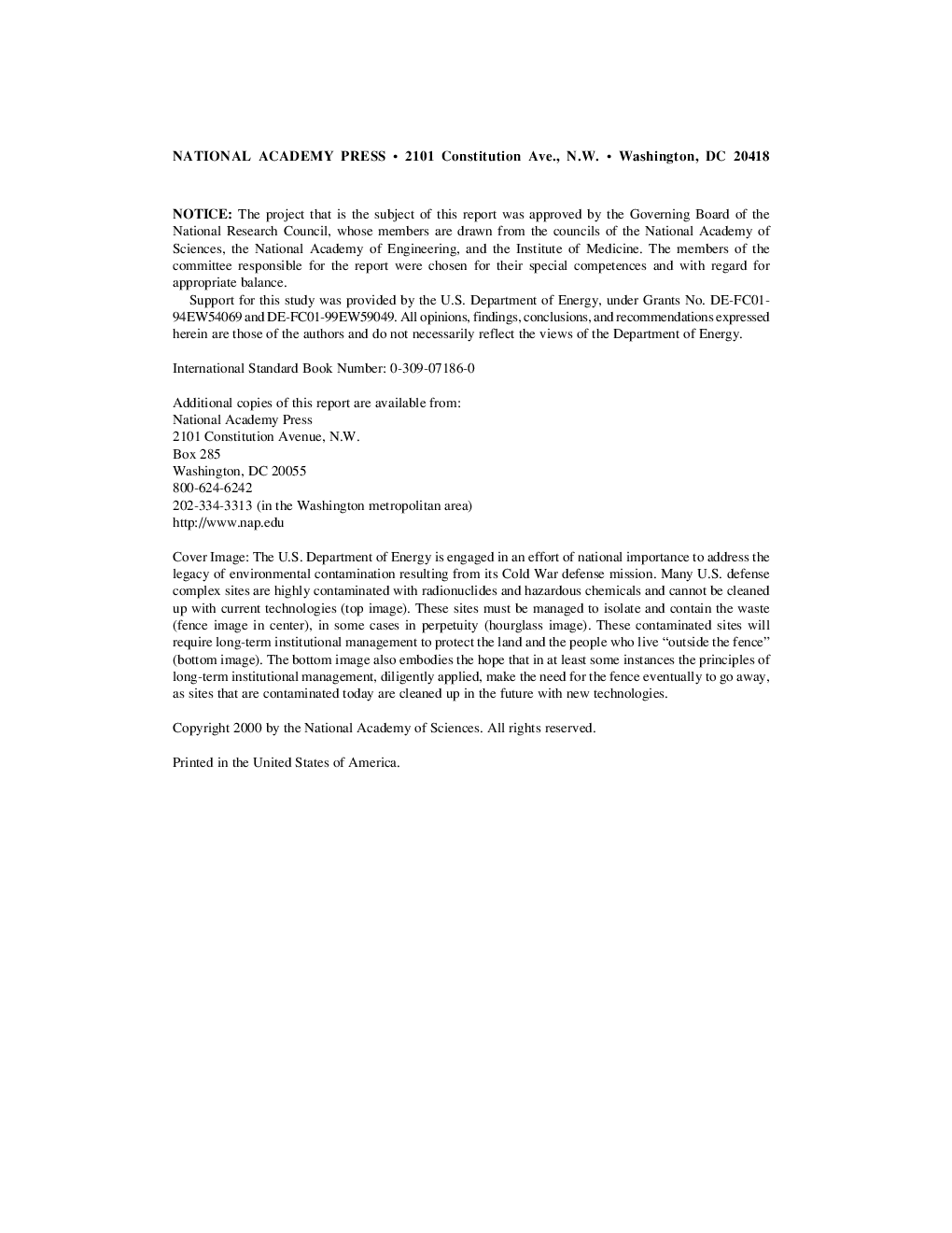 Long Term Institutional Management Of U.S. Department Of Energy Legacy Waste Sites - Page 3