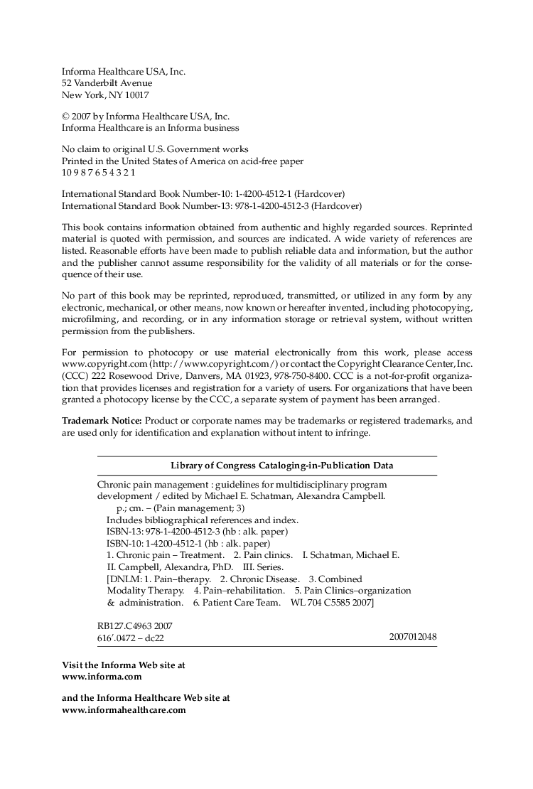 Chronic Pain Management Guidelines For Multidisciplinary Program Development - Page 3