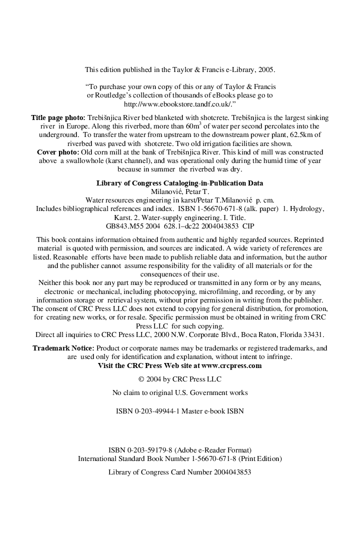Water Resources Engineering In Karst - Page 5