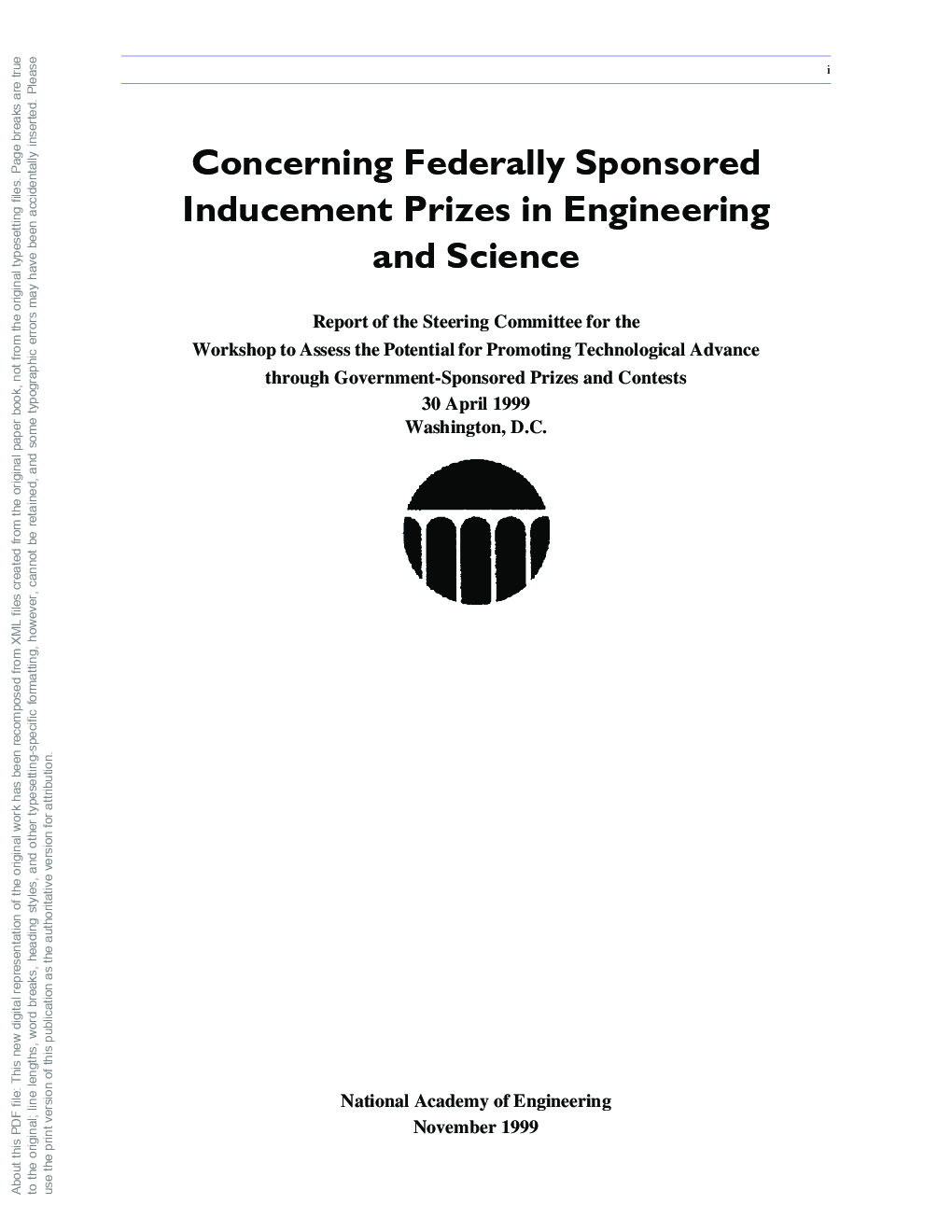 Concerning Federally Sponsored Inducement Prizes In Engineering And Science - Page 1