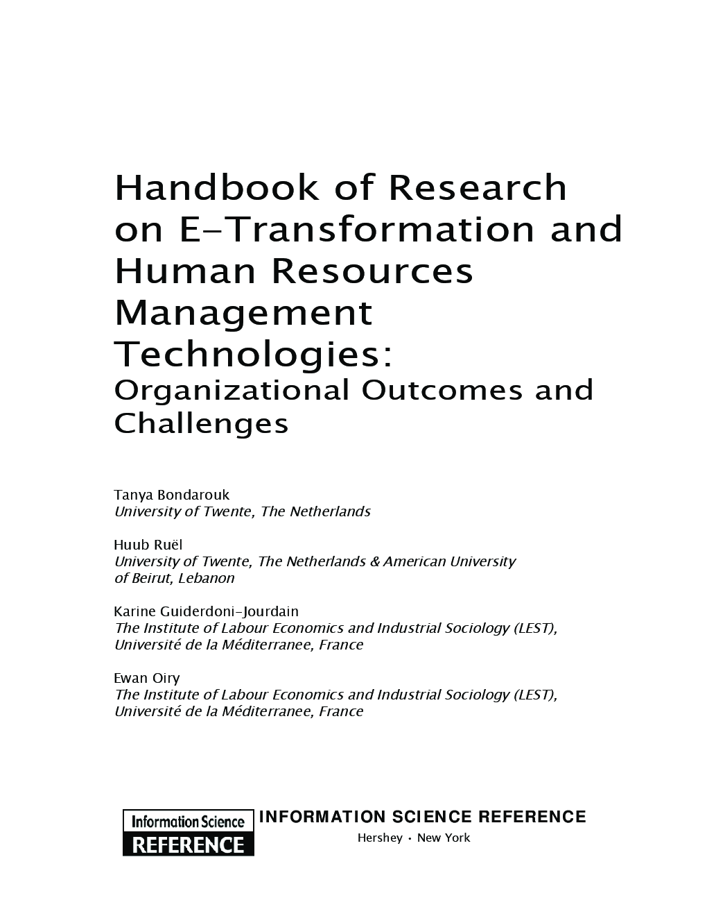 Handbook Of Research On E-transformation And Human Resources Management Technologies Organizational Outcomes And Challenges - Page 2