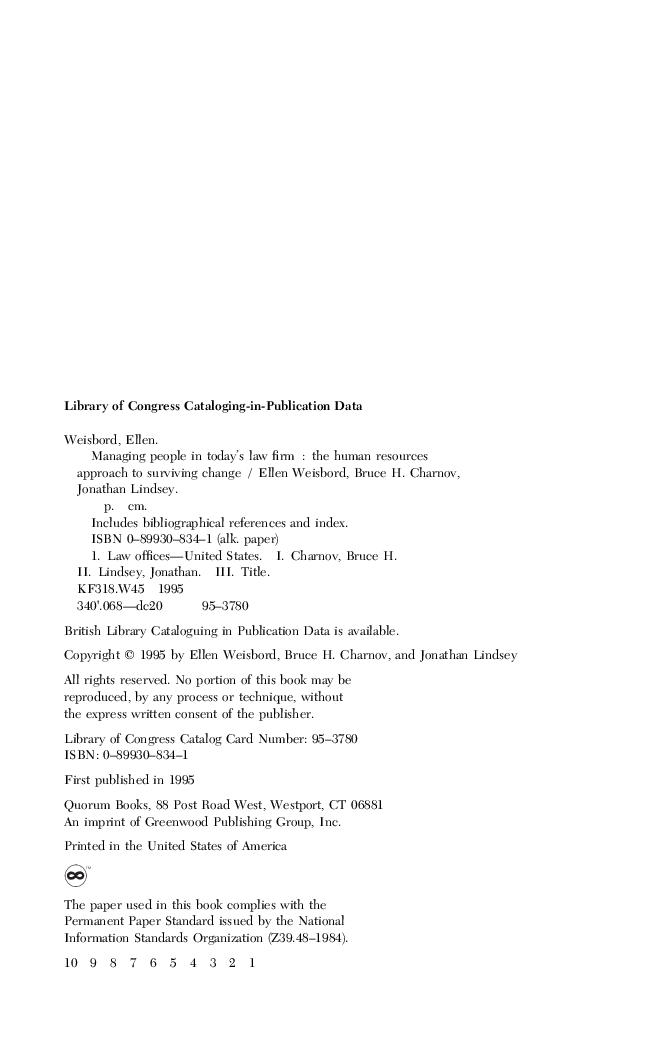 Managing People In Today's Law Firm The Human Resources Approach To Surviving Change - Page 5