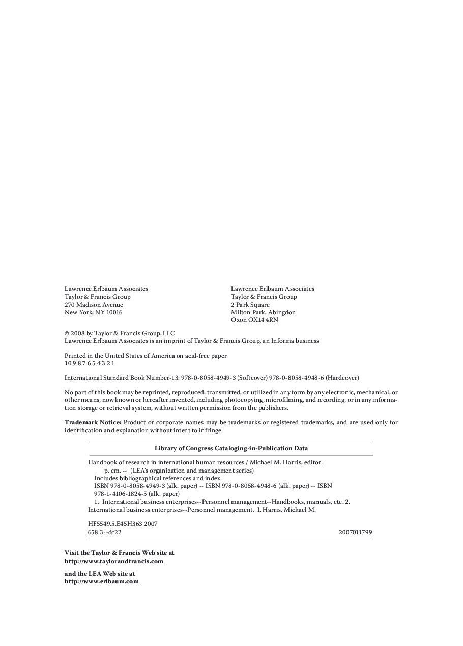 Handbook Of Research In International Human Resource Management - Page 5