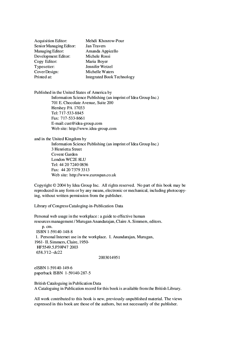 Personal Web Usage In The Workplace A Guide To Effective Human Resources Management - Page 3