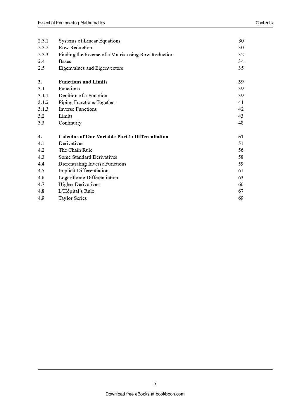 Essential Engineering Mathematics - Page 5
