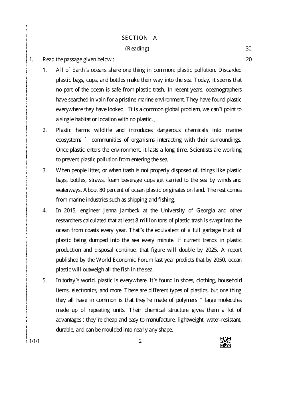 CBSE English (Core) Question Paper With Solution For Class-XII 2019 - Page 3