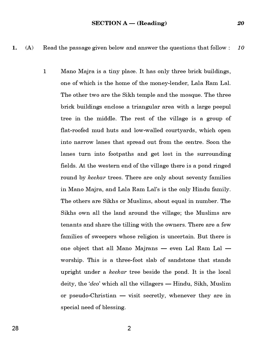 CBSE English (Elective) Question Papers With Solution For Class XII 2019 - Page 3