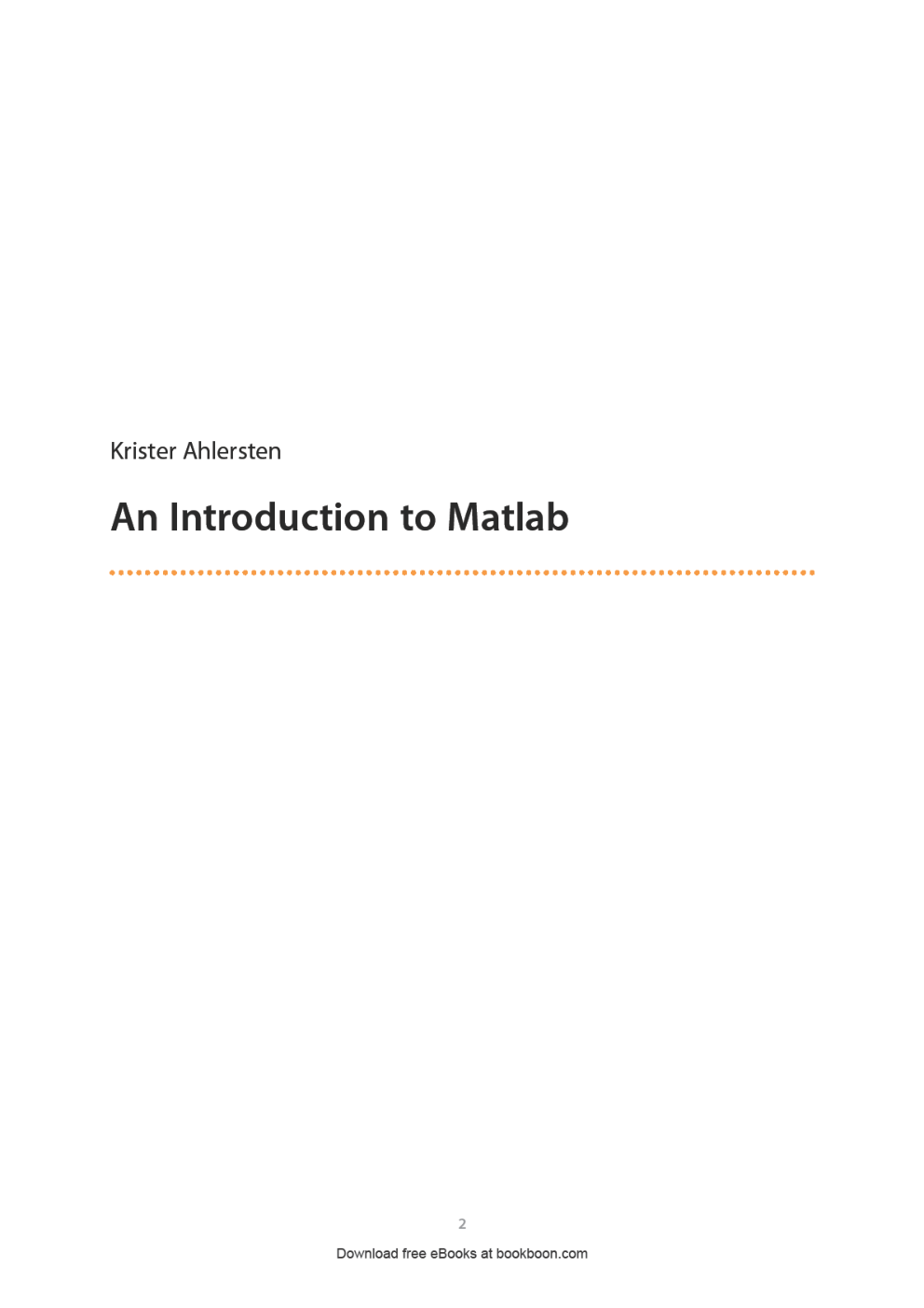 An Introduction To Matlab - Page 2