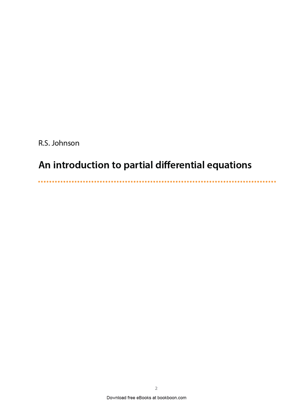 An Introduction To Partial Differential Equations - Page 2