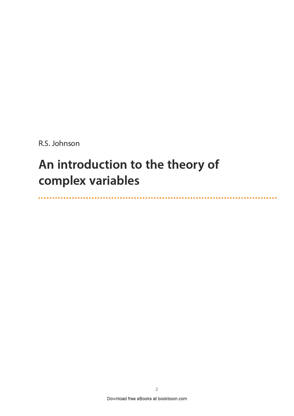 An Introduction To The Theory Of Complex Variables - Page 2