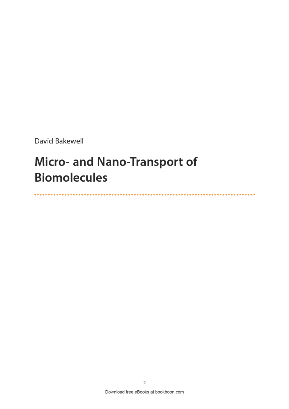 Micro And Nano Transport Of Biomolecules - Page 2