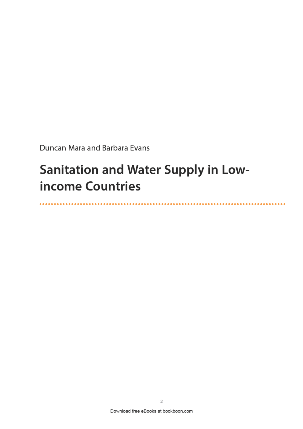 Sanitation & Water Supply In Low-Income Countries - Page 2