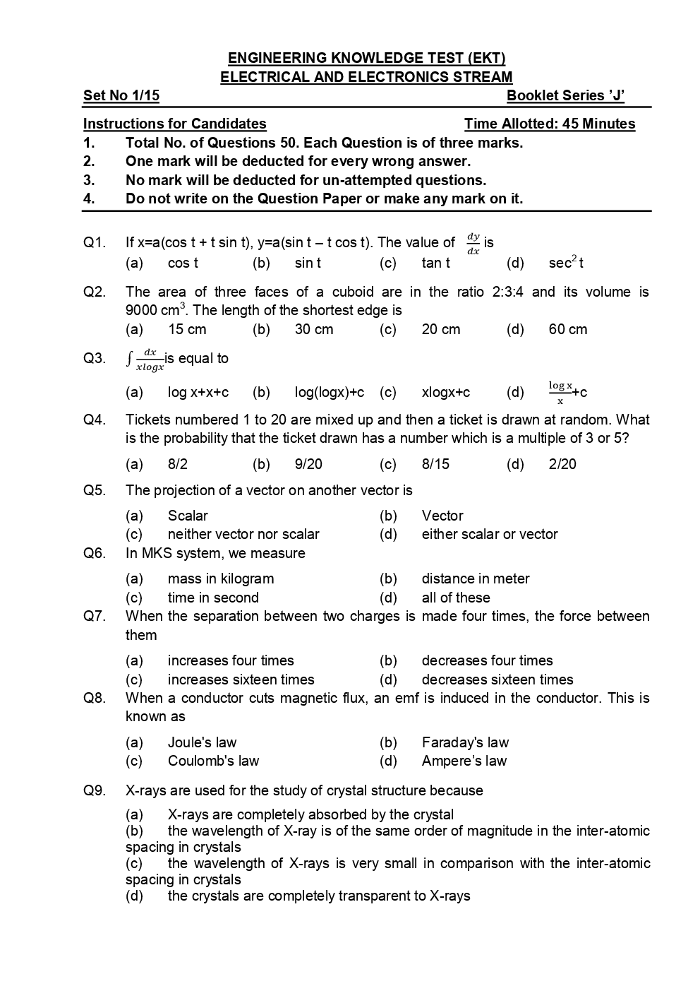 EKT E & EC Question Paper With Answer Paper-1 - Page 2