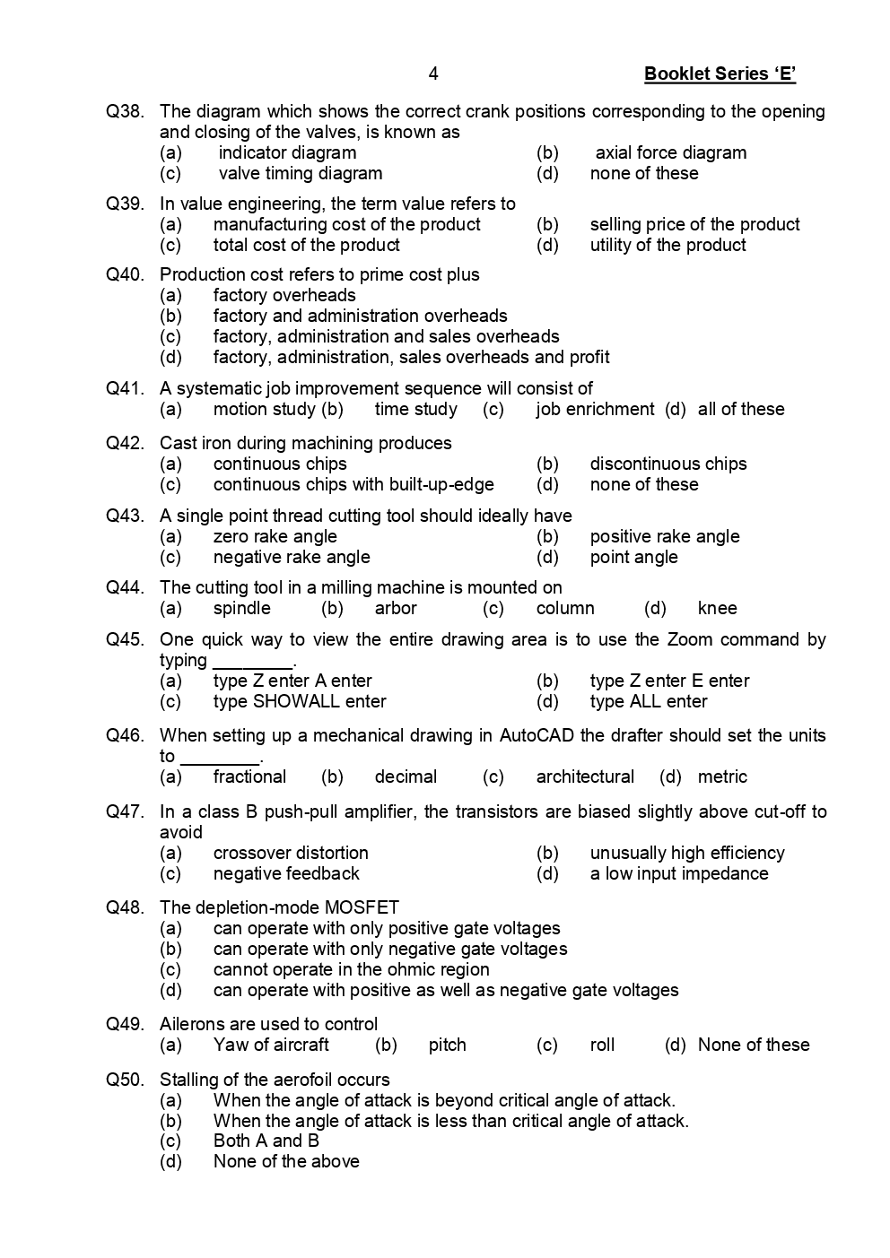 EKT Mechanical Stream Question Paper With Answer Paper-1 - Page 5