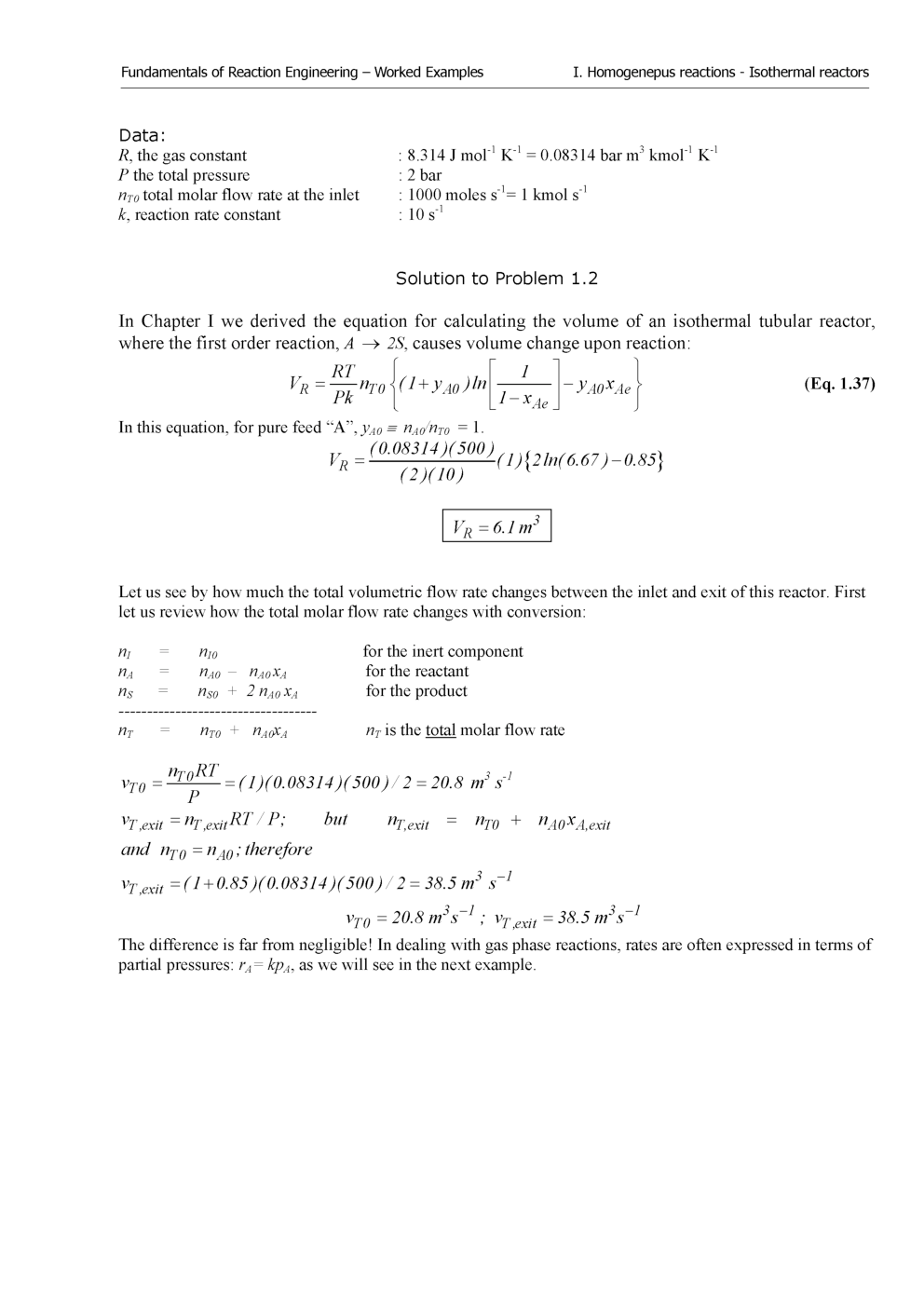 Fundamentals Of Reaction Engineering - Examples - Page 5
