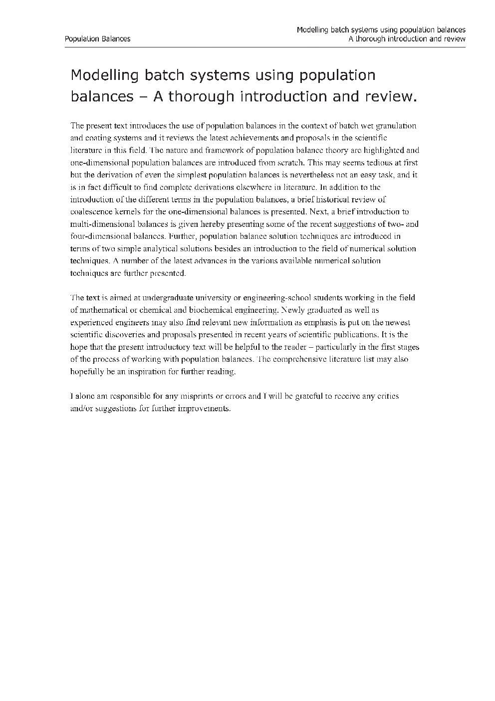 Modelling Batch Systems Using Population Balances - Page 3