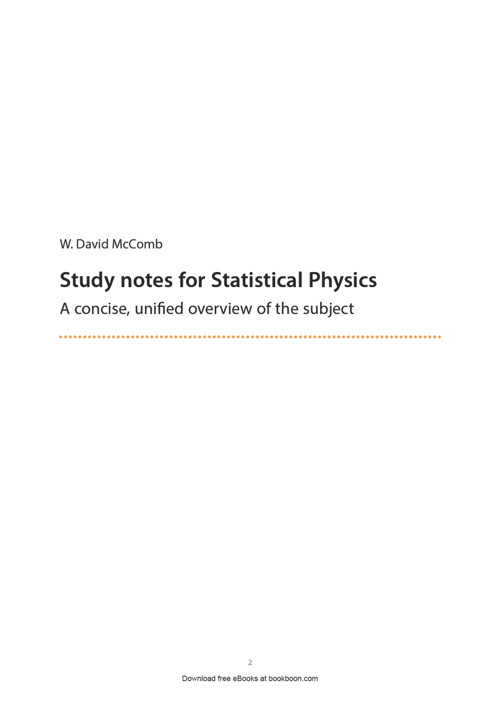 Study Notes For Statistical Physics - Page 2