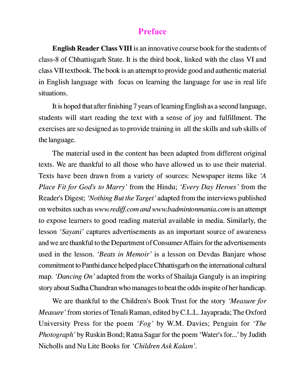 CGBSE English Reader Textbook For Class-8 (2018-2020) - Page 4
