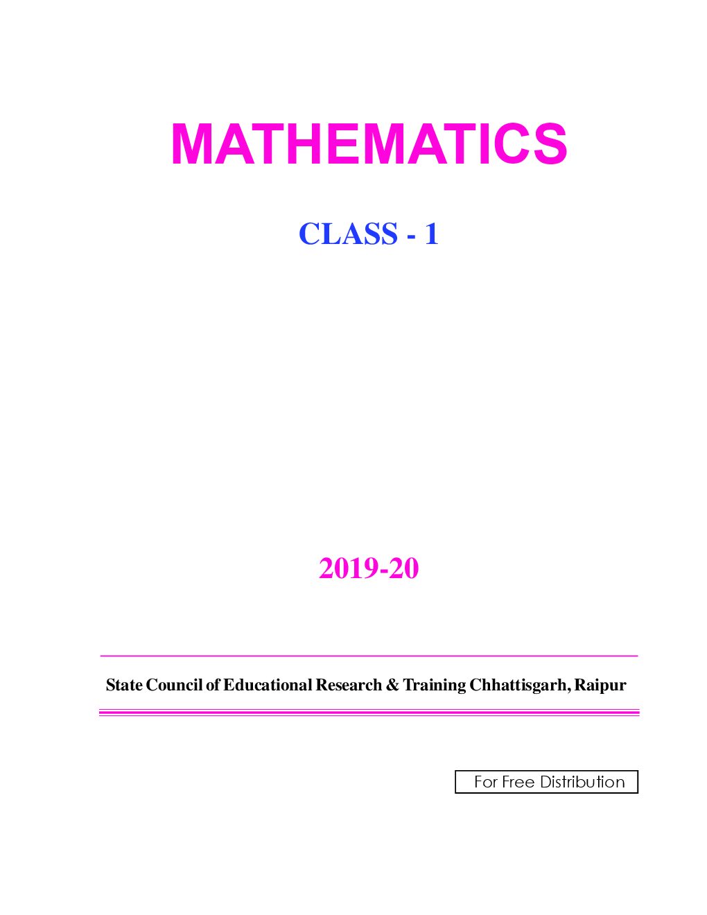 CGBSE Mathemaitics Textbook For Class-1 (2019-2020) - Page 2
