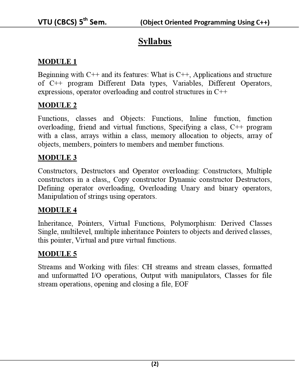 Object Oriented Programming Using C++ For VTU BE 5th Sem Electronics And Communication Engineering - Page 3