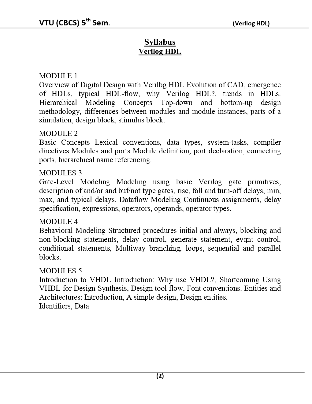 Verilog HDL For VTU BE 5th Sem Electronics And Communication Engineering - Page 3
