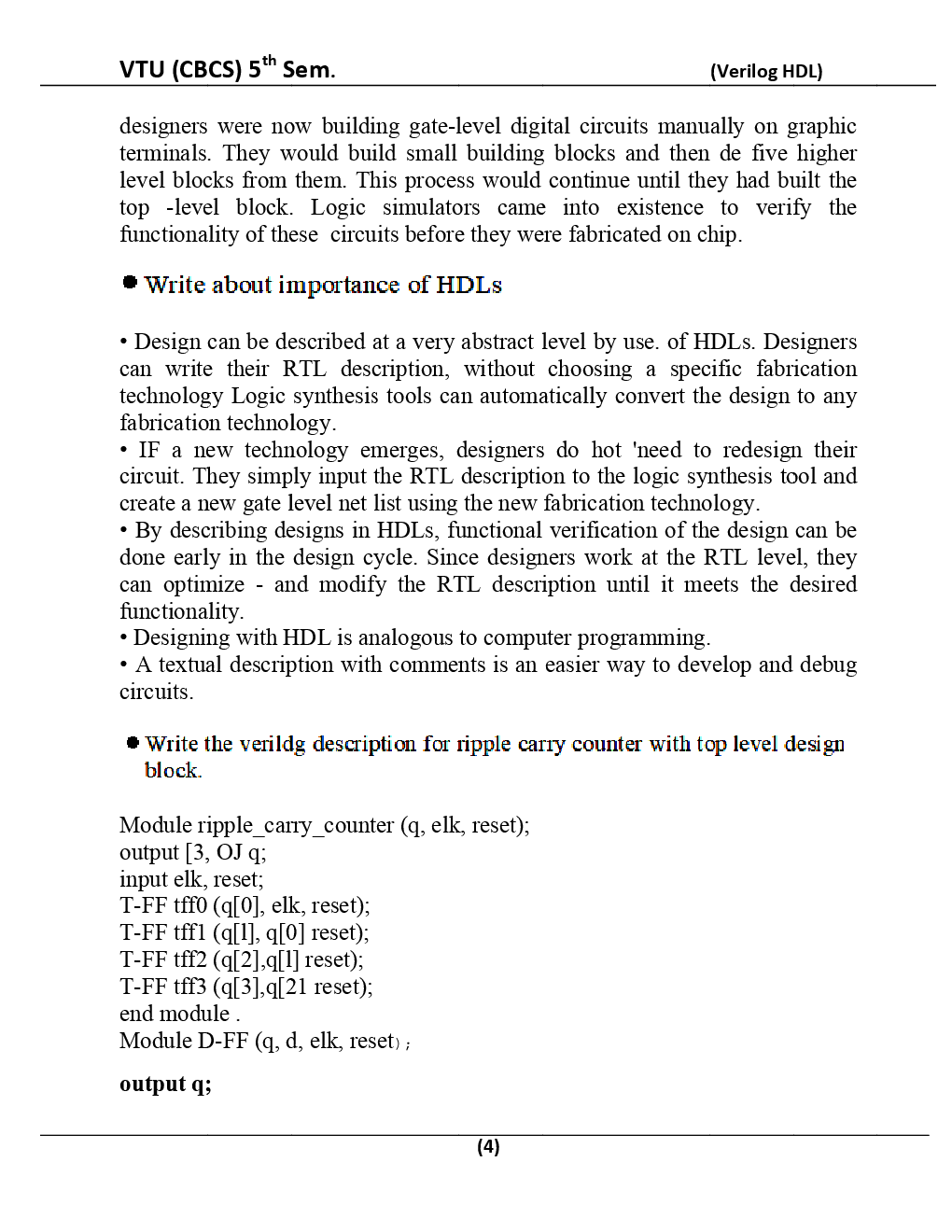 Verilog HDL For VTU BE 5th Sem Electronics And Communication Engineering - Page 5