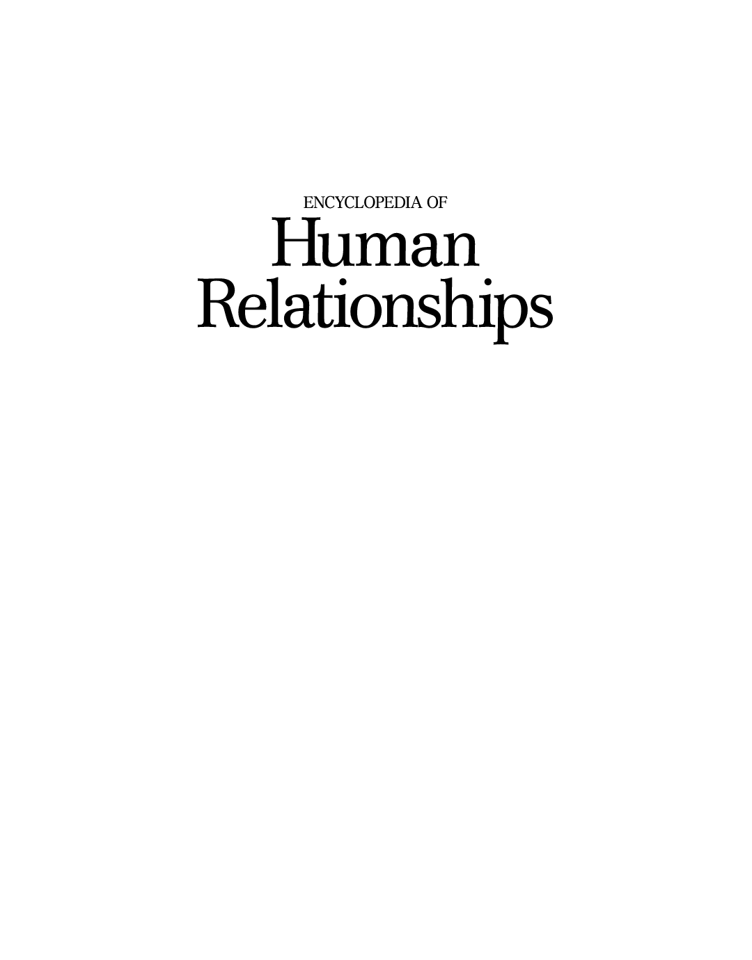 Encyclopedia of Human Relationships - Page 1