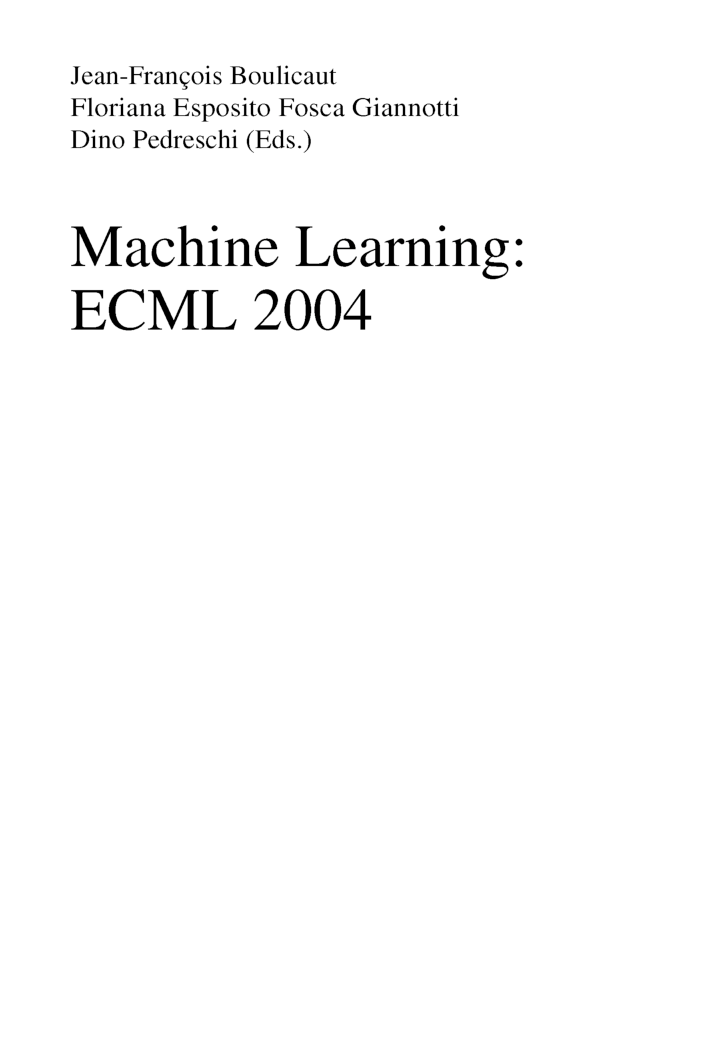 Machine Learning ECML 2004 - Page 4