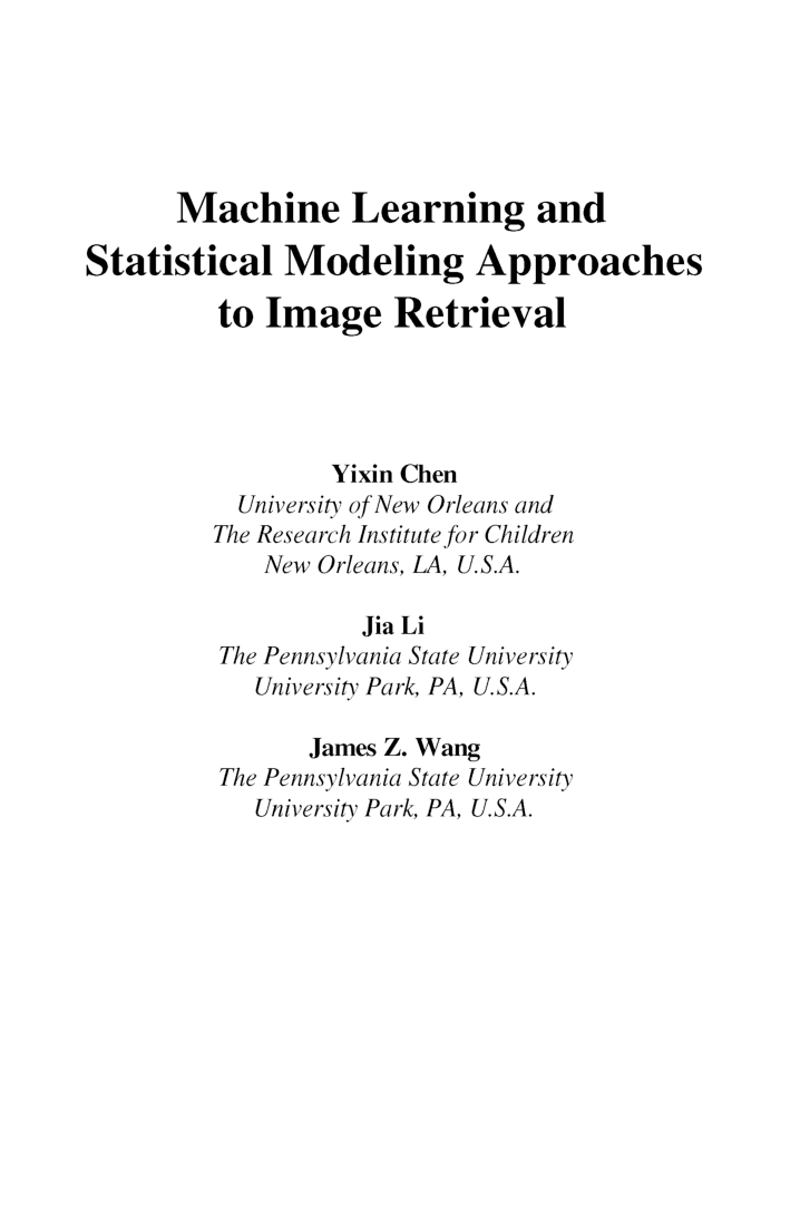 Machine Learning And Statistical Modeling Approaches To Image Retrieval - Page 4