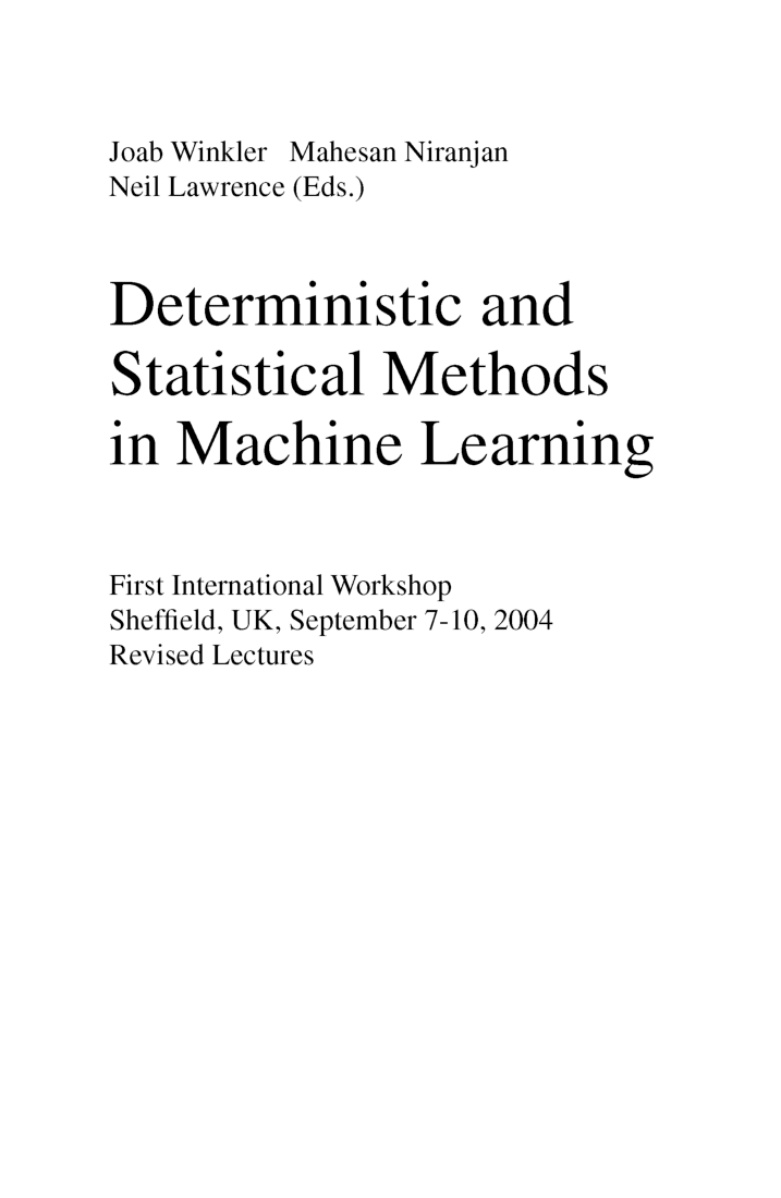 Deterministic And Statistical Methods In Machine Learning - Page 3