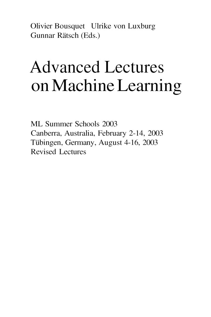 Advanced Lectures On Machine Learning - Page 4
