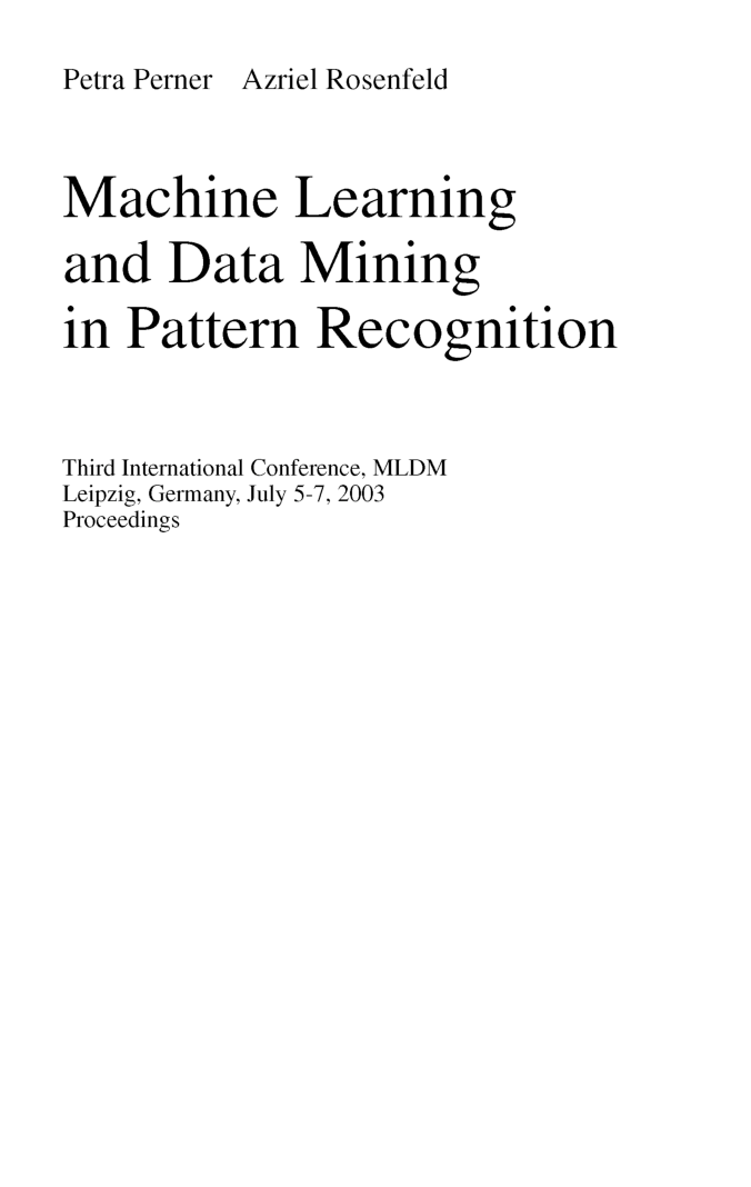 Machine Learning And Data Mining In Pattern Recognition - Page 4