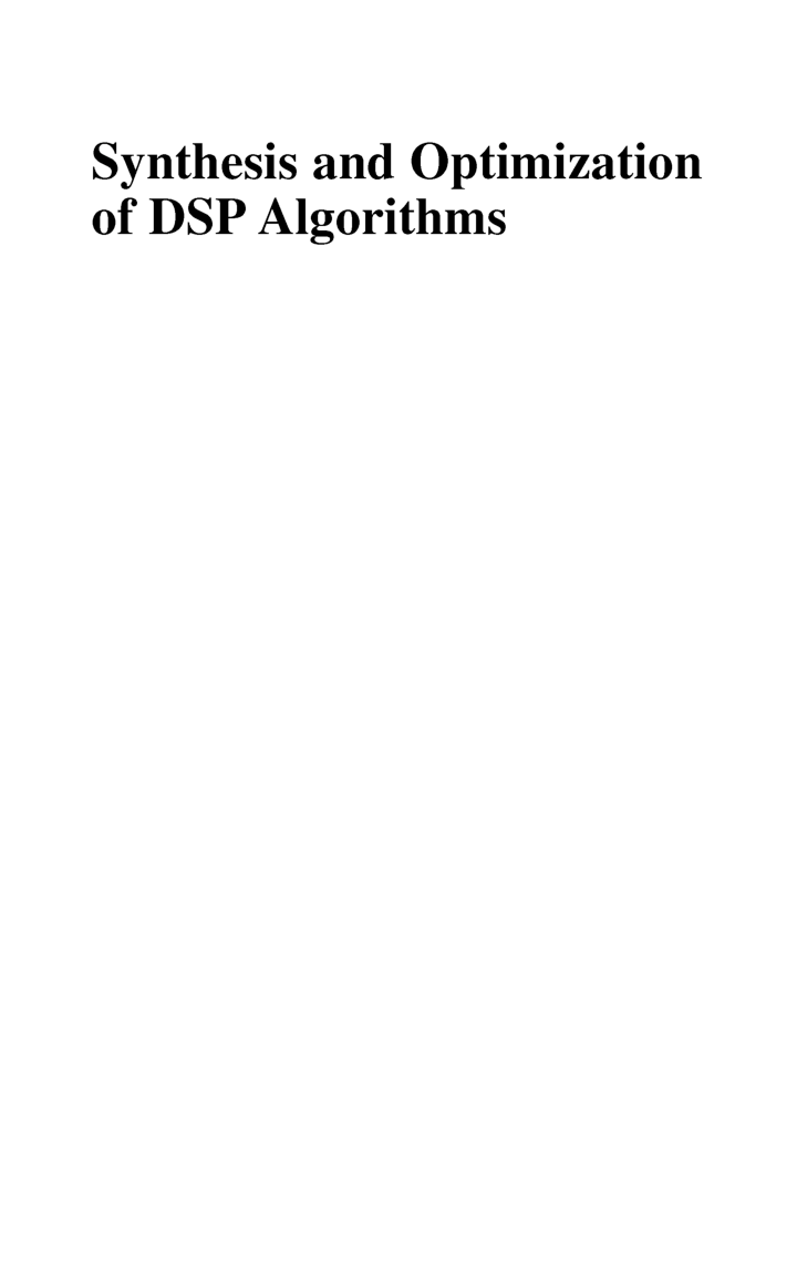 Synthesis And Optimization Of DSP Algorithms - Page 4