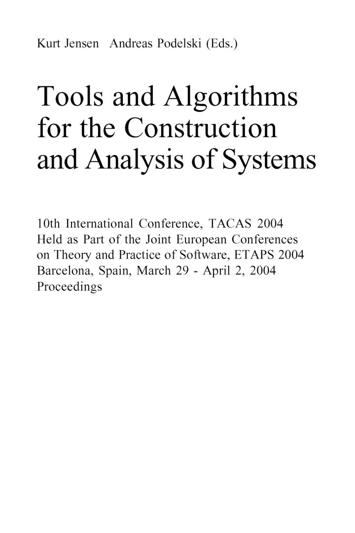 Tools And Algorithms For The Construction And Analysis Of Systems - Page 4