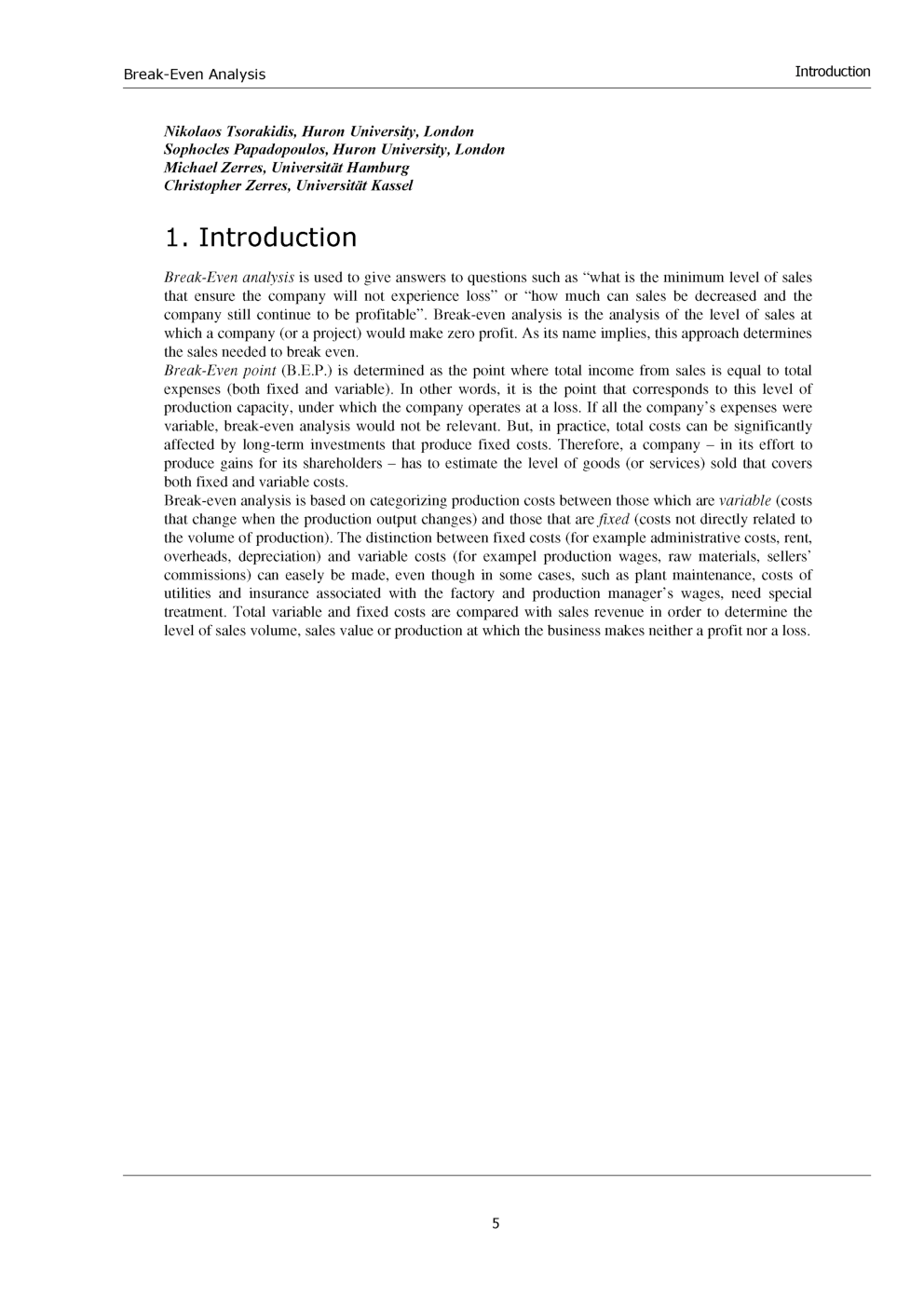 Break Even Analysis - Page 5