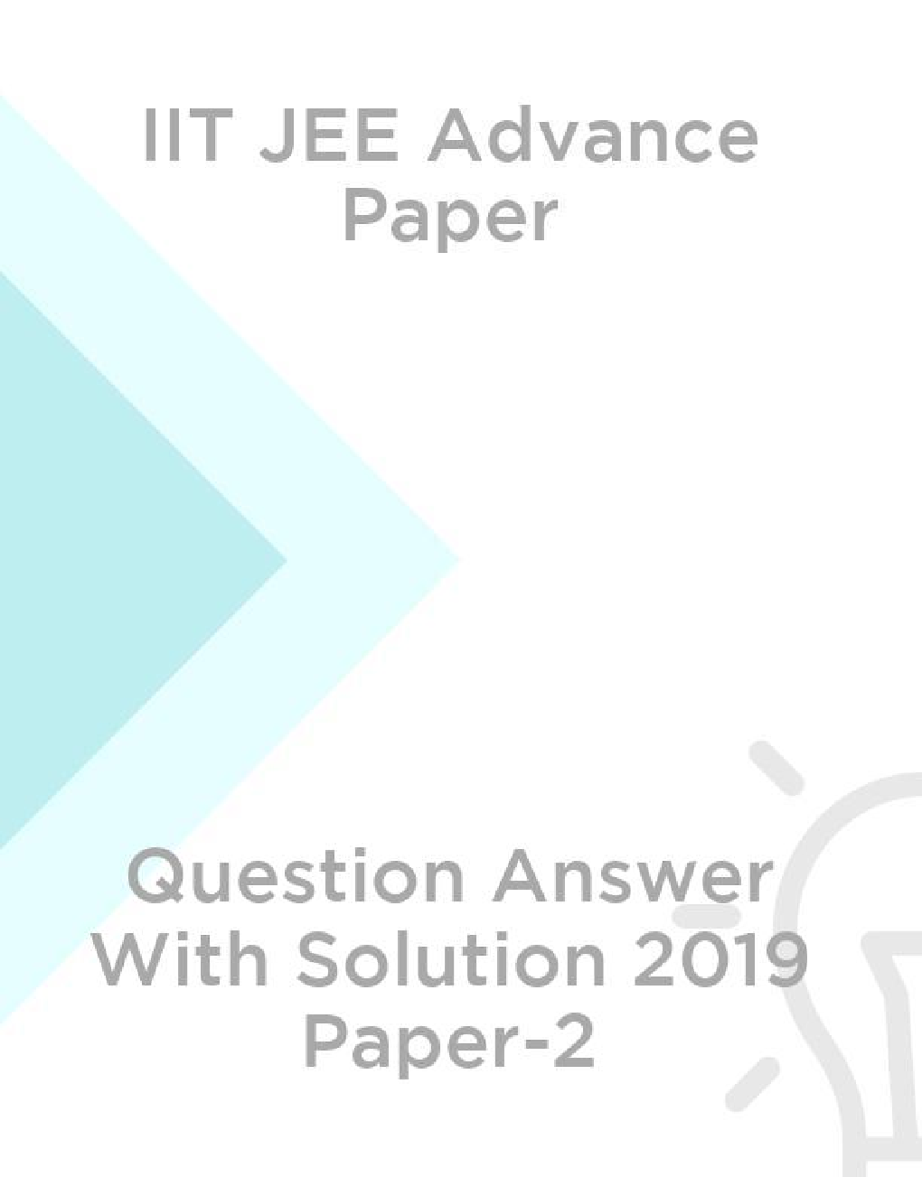 IIT JEE Advance Paper Question Answer With Solution 2019 Paper-2 - Page 1