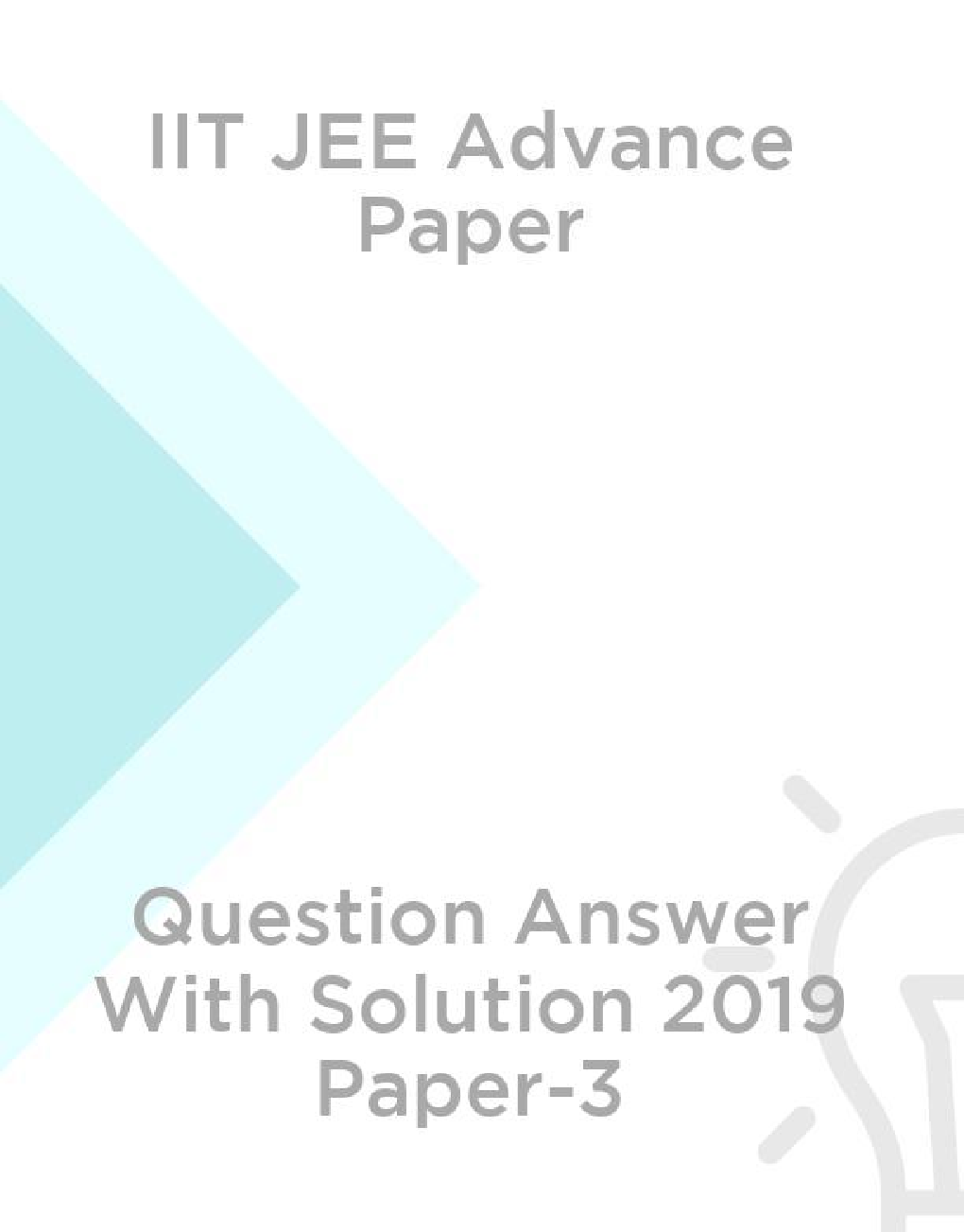 IIT JEE Advance Paper Question Answer With Solution 2019 Paper-3 - Page 1