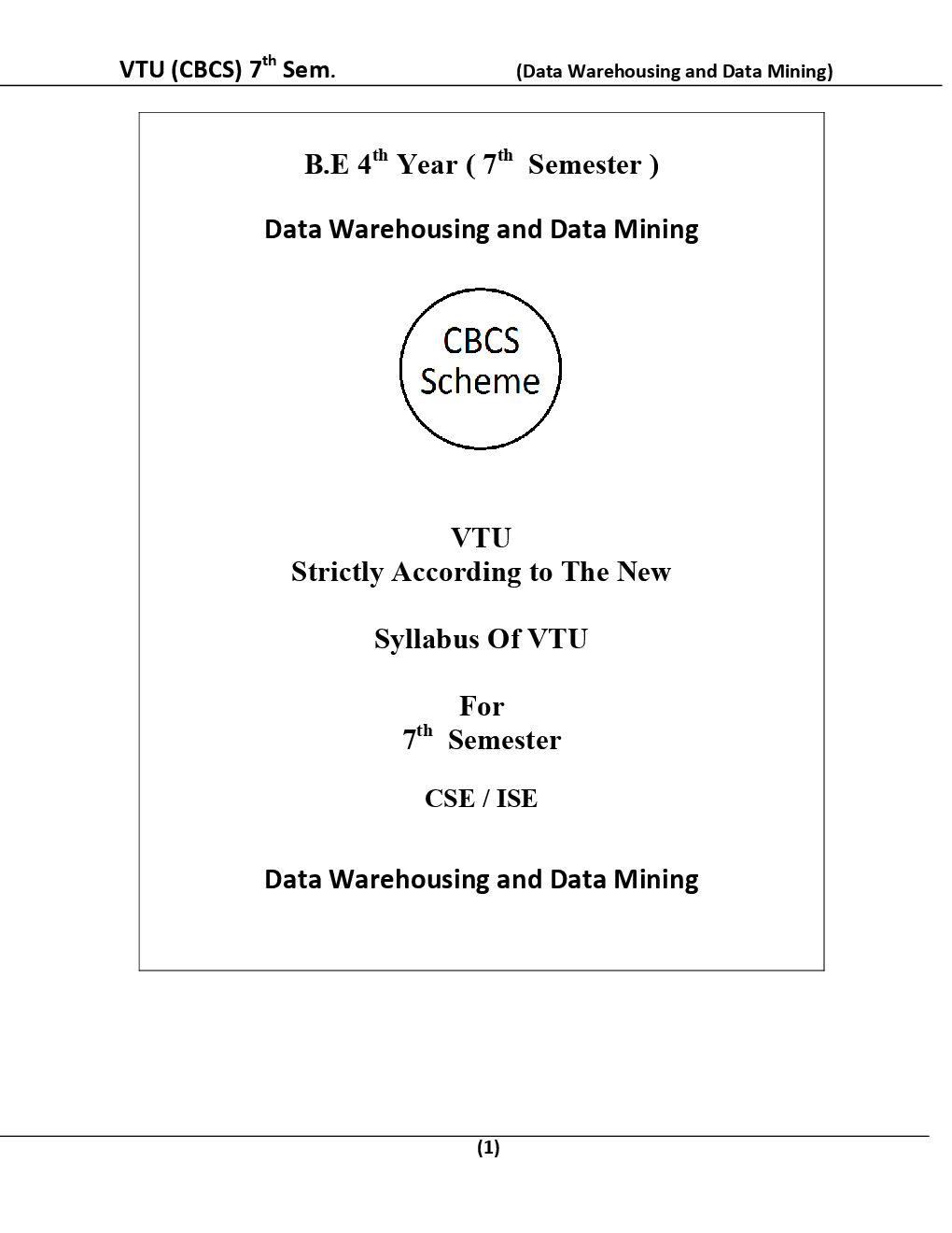 Data Warehousing And Data Mining  For VTU BE 7th Sem Computer Science Engineering - Page 2