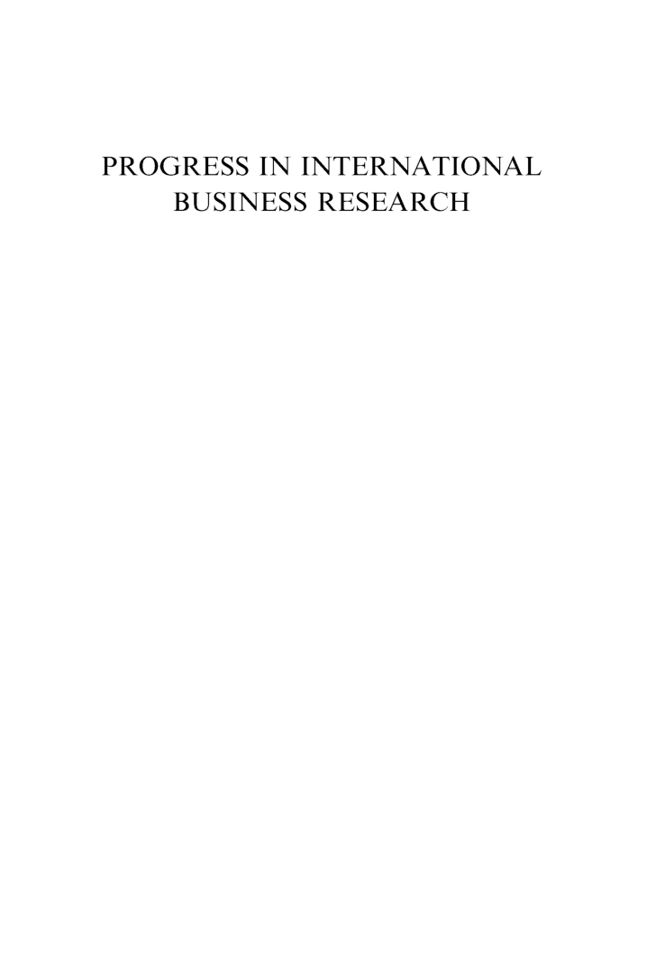 Progress In International Business Research Volume-I - Page 2