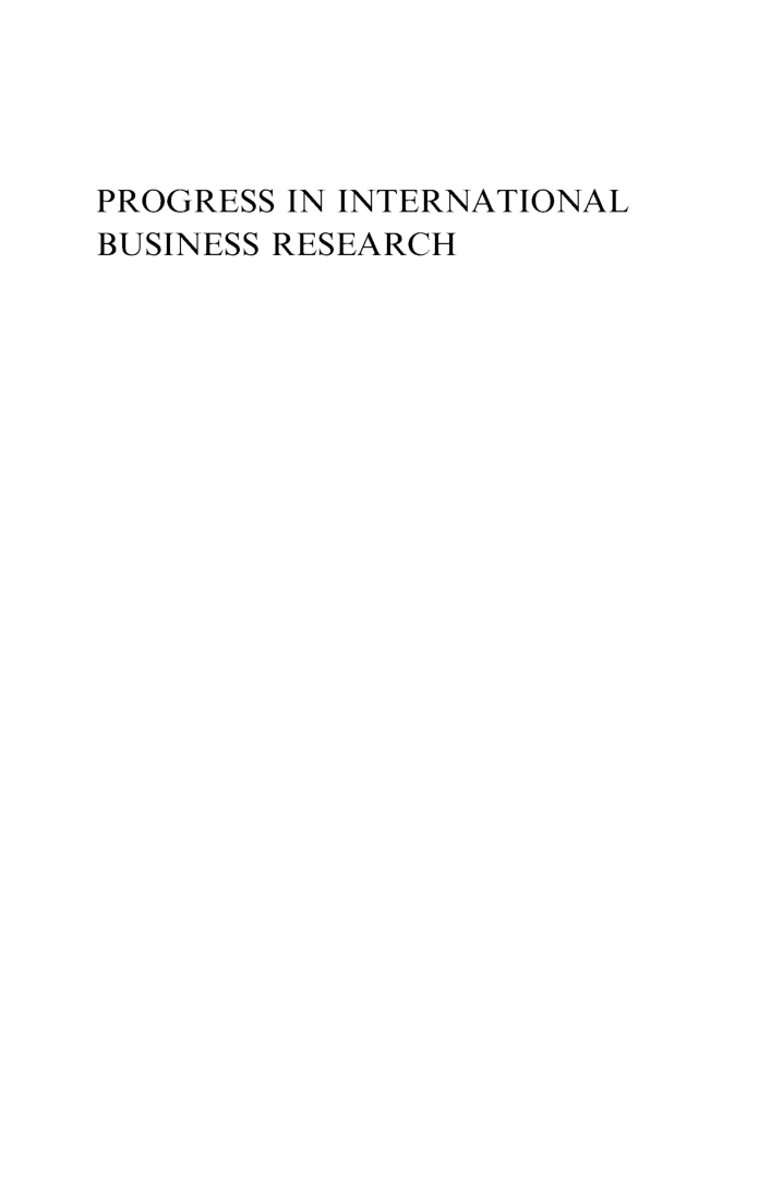 Progress In International Business Research Volume-I - Page 3