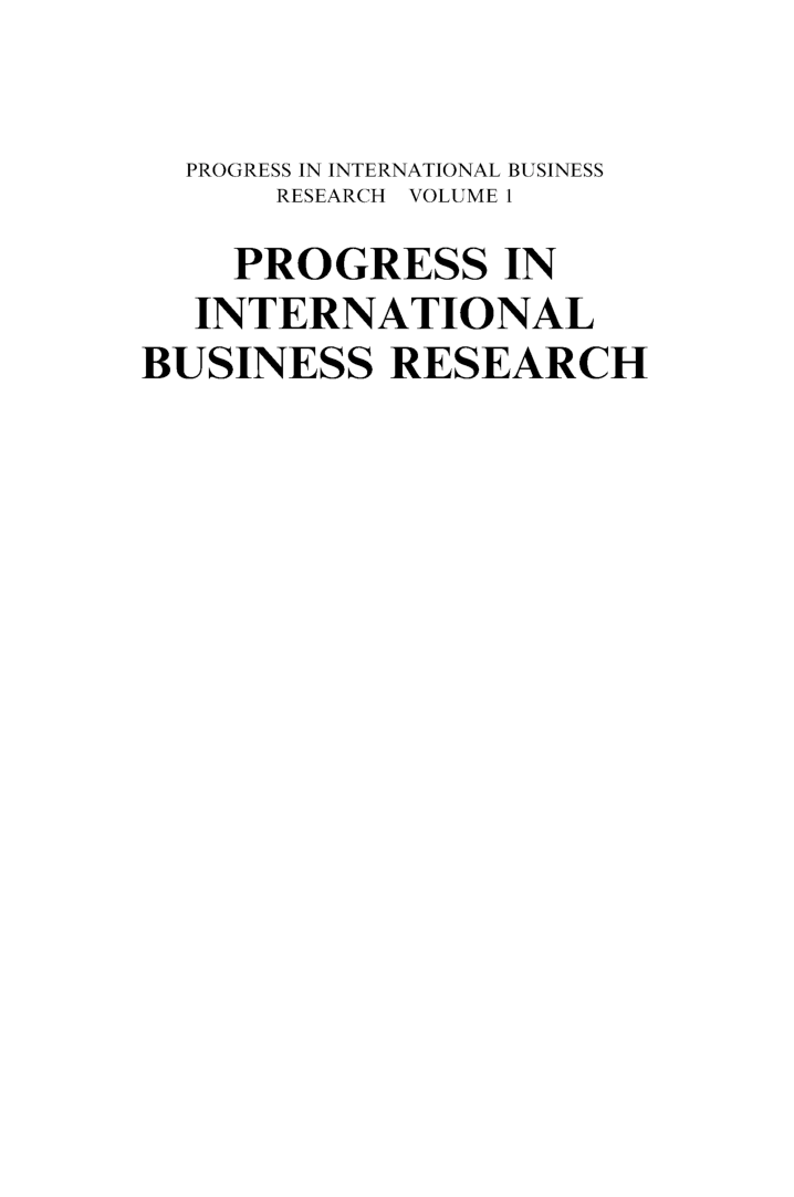 Progress In International Business Research Volume-I - Page 4