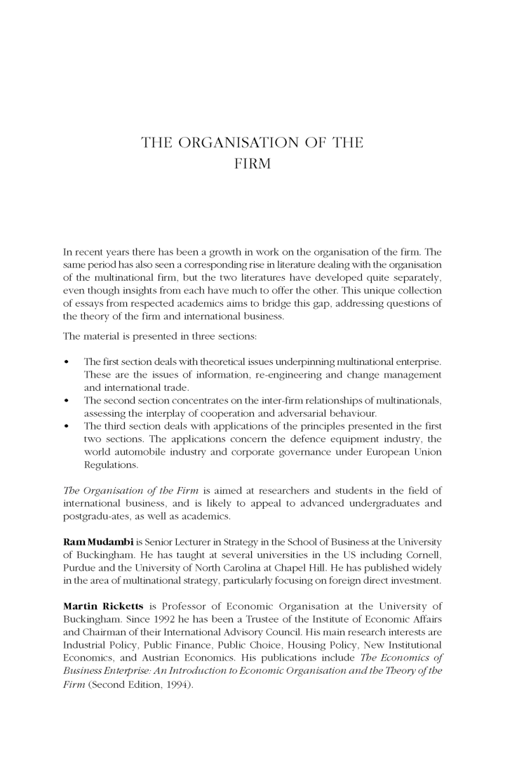 The Organisation Of The Firm - Page 2