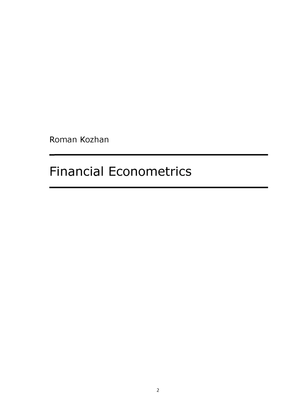 Financial Econometrics - Page 2