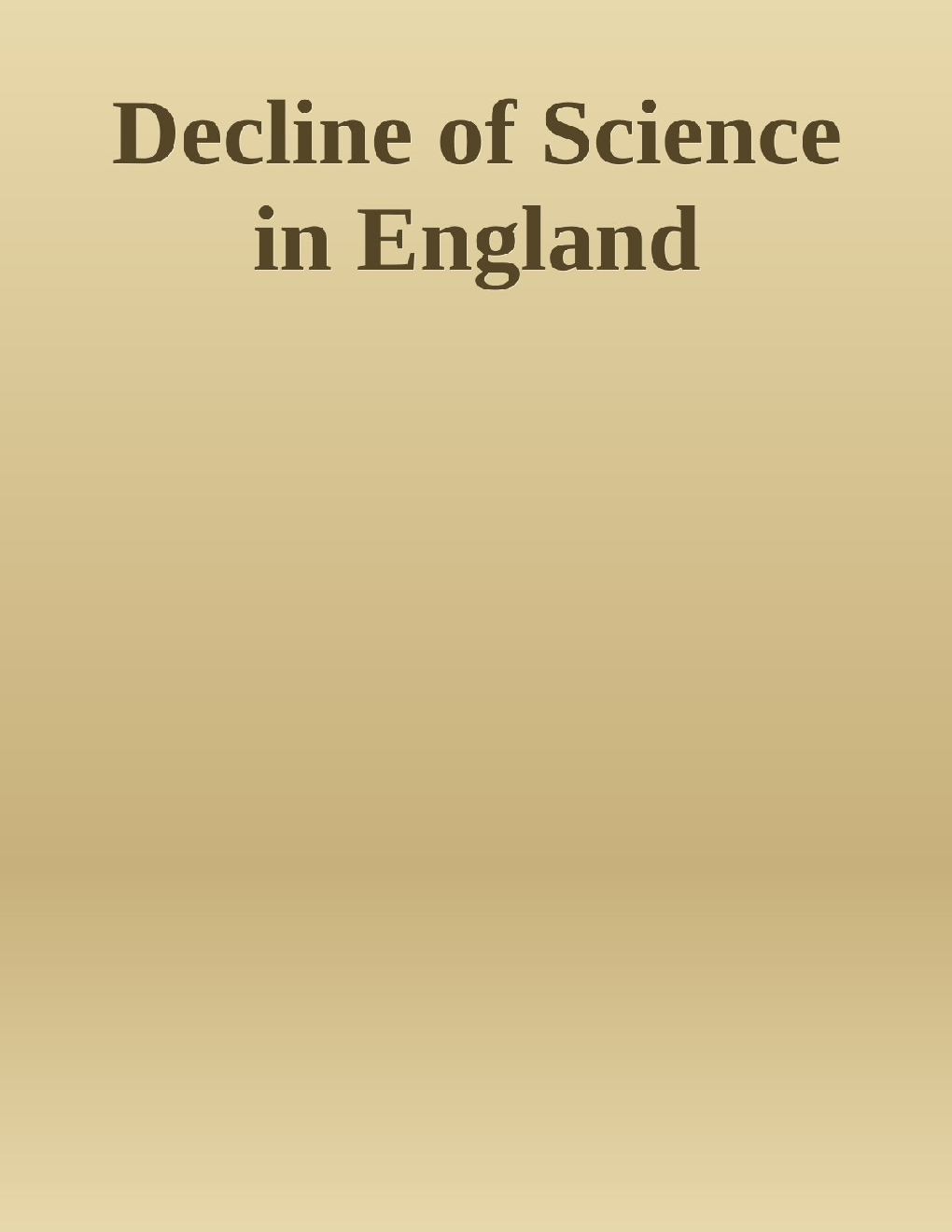 Decline Of Science In England - Page 1