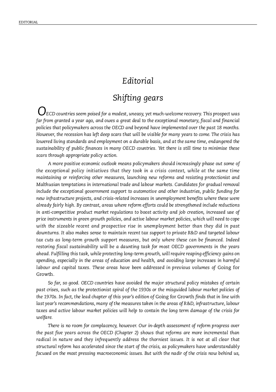 Economic Policy Reforms Going For Growth 2010 - Page 3
