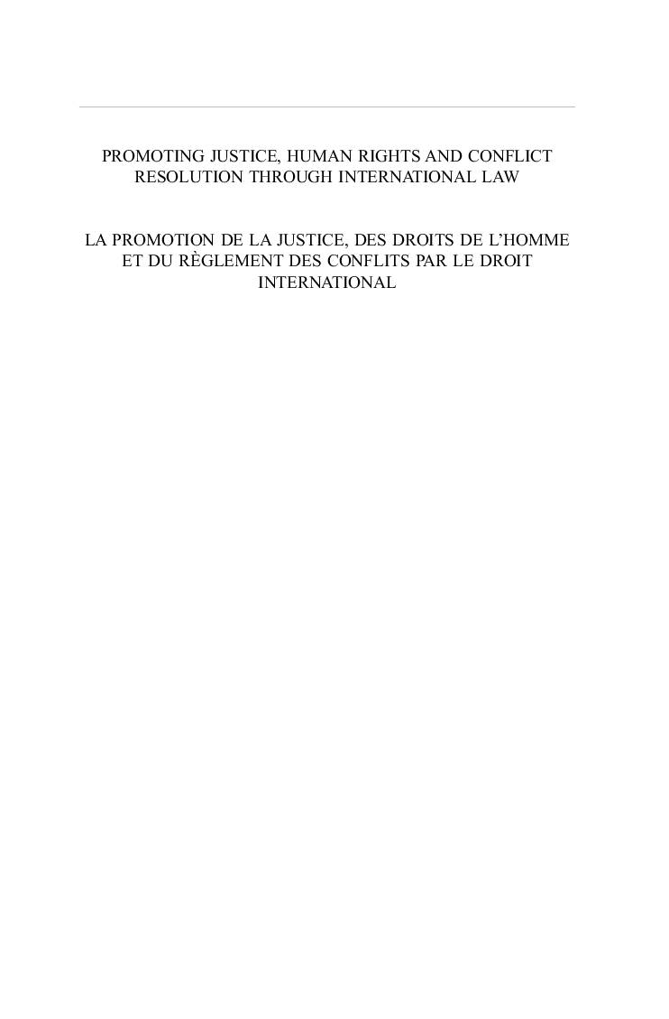 Promoting Justice, Human Rights And Conflict Resolution Through International Law - Page 2