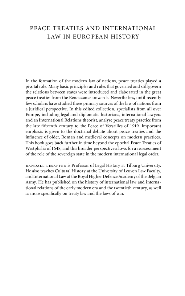 Peace Treaties And International Law In European History - Page 2