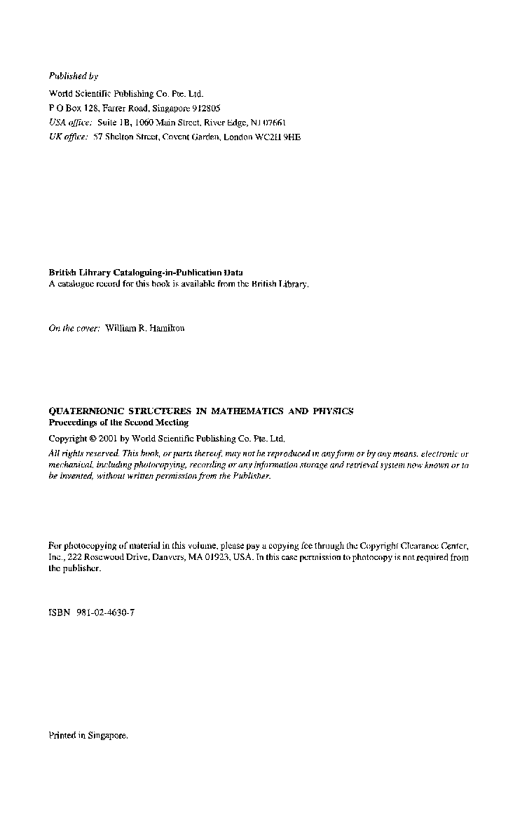 Quaternionic Structures In Mathematics And Physics - Page 5