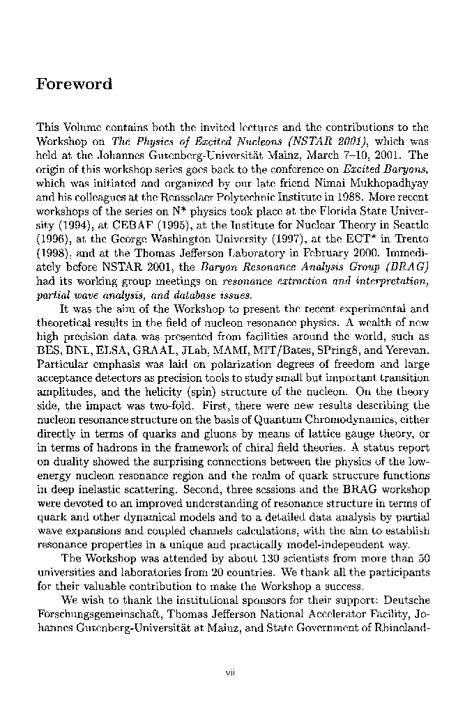 Nstar 2001: Proceedings Of The Workshop On The Physics Of Excited Nucleons - Page 4