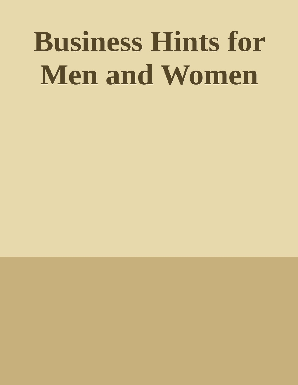 Business Hints For Men And Women - Page 1